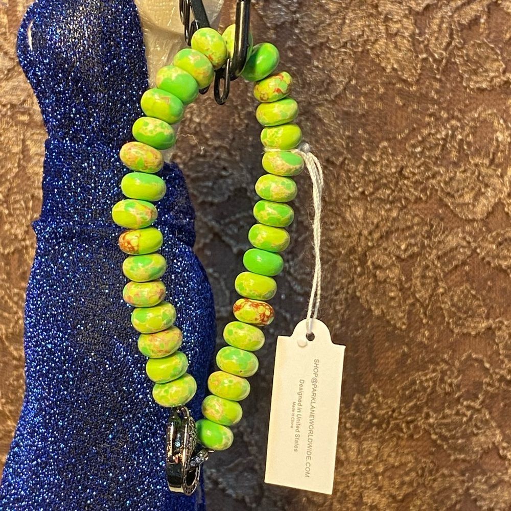 NWT 🦜 GENUINE EMPEROR TURQUOISE PARAKEET GREEN UNIQUE HEMATITE CLOSURE STRETCH - Picture 8 of 15